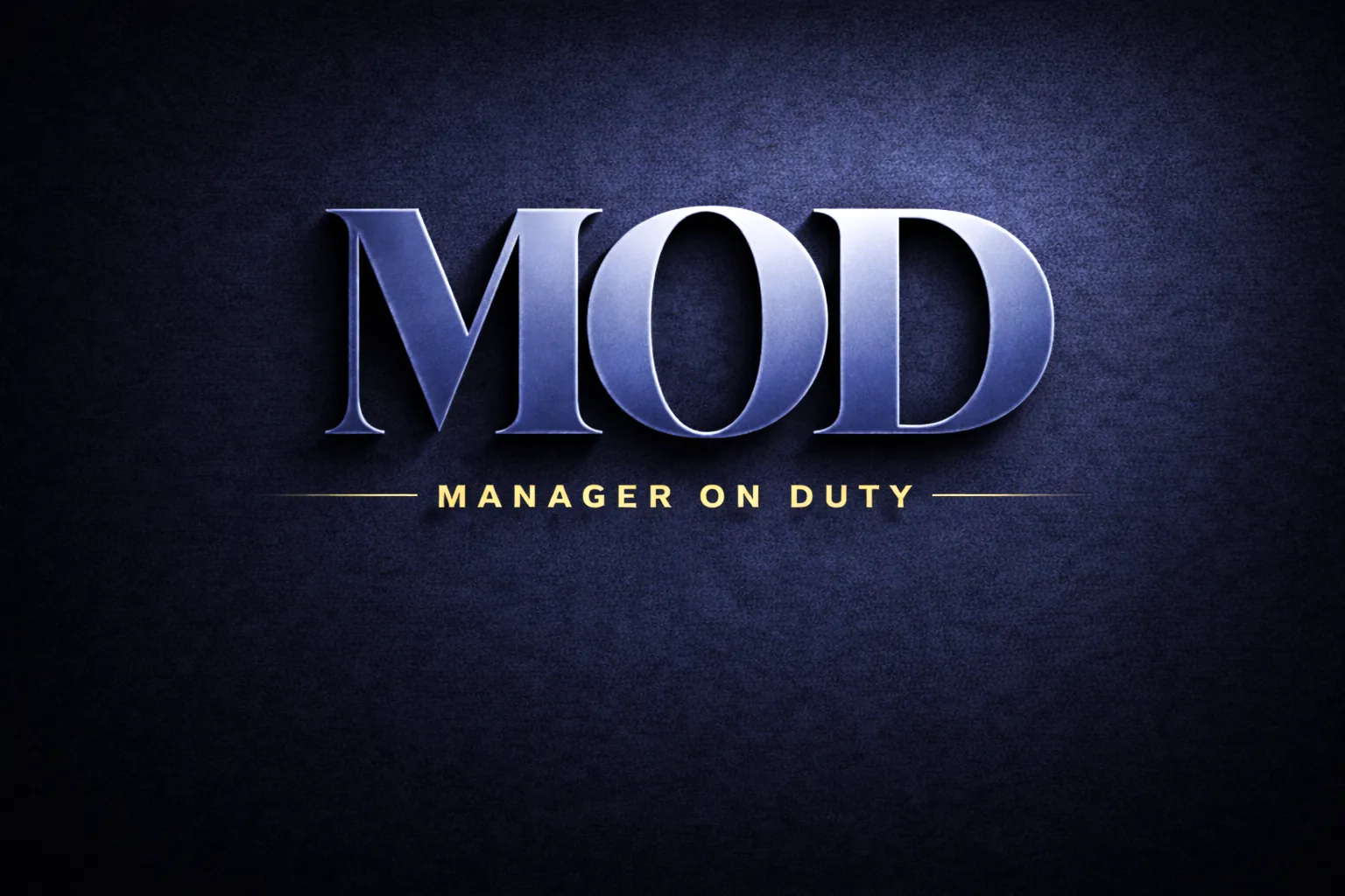 MOD Manager on Duty feature image with bold blue typography, symbolizing a recurring restaurant industry column where a manager candidly answers real questions from servers, bartenders, and kitchen staff