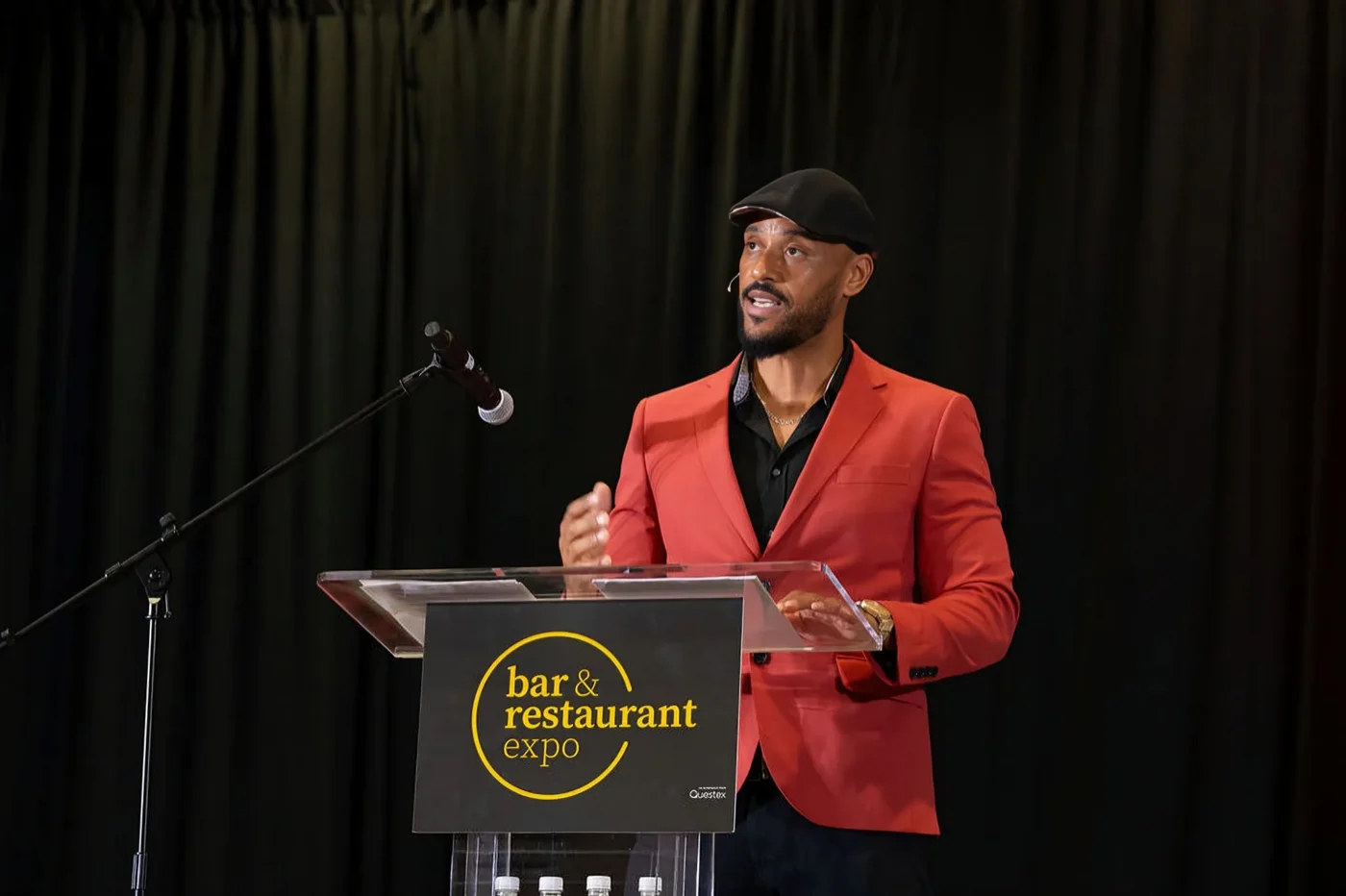 Phil Wills speaking at a past Bar & Restaurant Expo. Hospitality consultant and Bar Rescue co-host delivering a keynote on guest experience and bar systems.